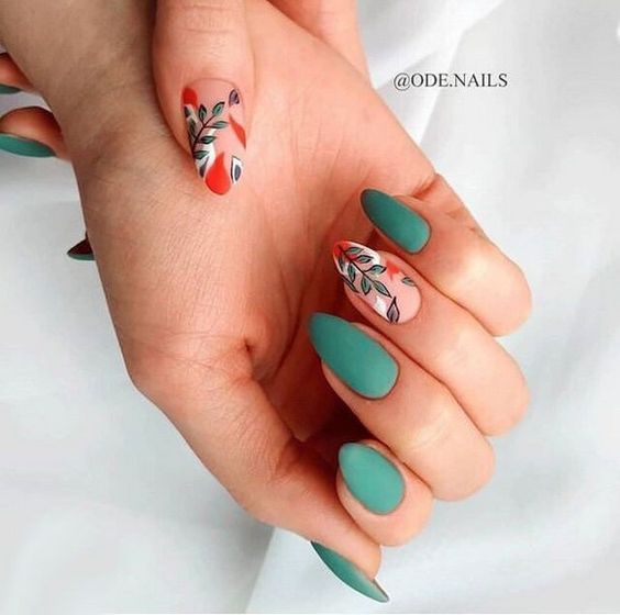 Top10: gyönyörű leveles manikűr ötletek a nyári szezonra -  -  - levelek, manikűr, minta, tavasz, 