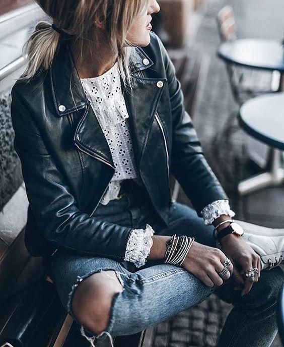 Stílusiskola: így viseld az alapdarabokat ősszel - bőrdzseki -  -  - alapdarab, bőrdzseki, divat, outfit, ősz, 