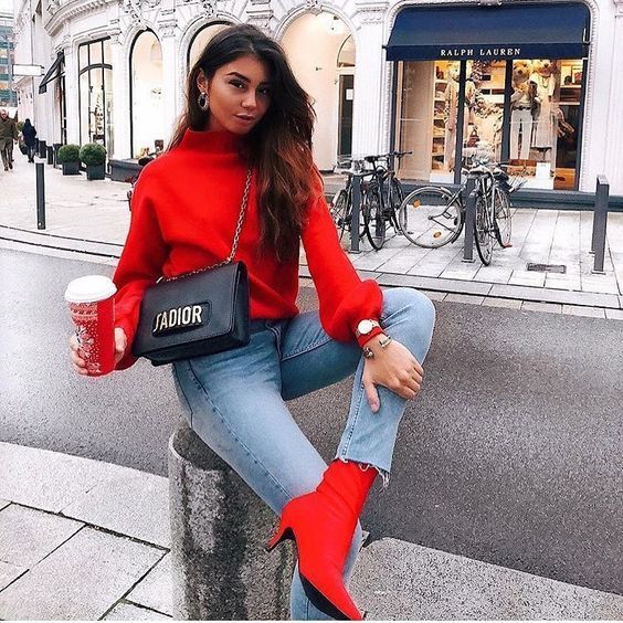 Stílusiskola: 10 csinos outfit piros csizmával -  -  - csizma, divat, outfit, piros csizma, stílus, 