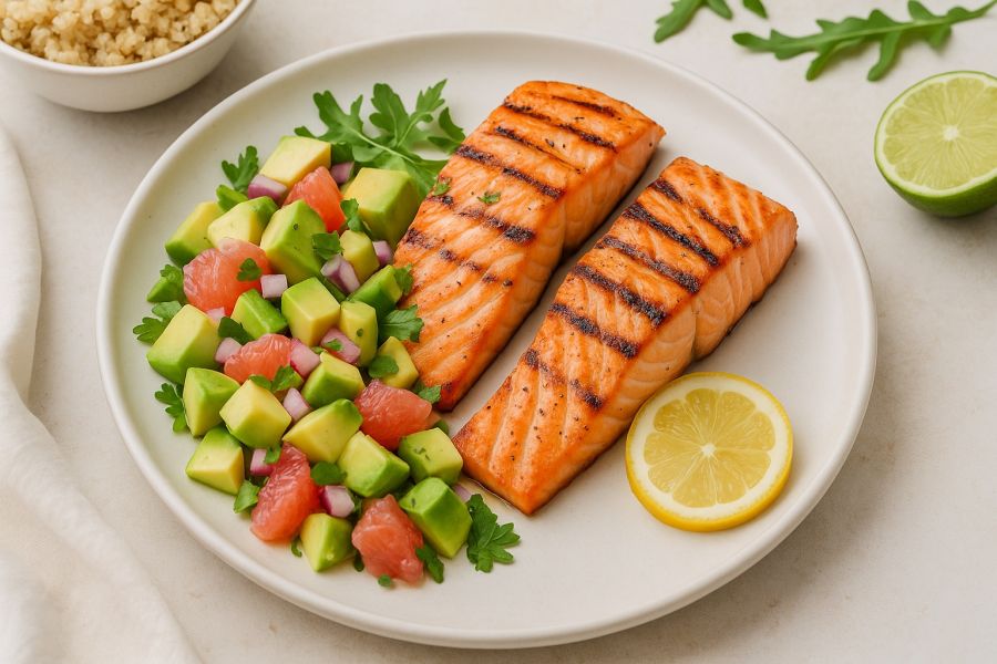 Grillezett lazac citrusos avokádó-salsával - STYLELIFE -  - avokado, grillezett lazac, recept, 