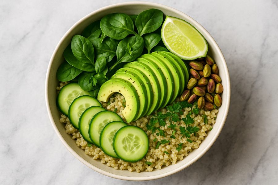 Zöld istennő tál – avokádós, pisztáciás, lime-os quinoa bowl - STYLELIFE -  - istennő tál, könnyű ételek, quinoa, 