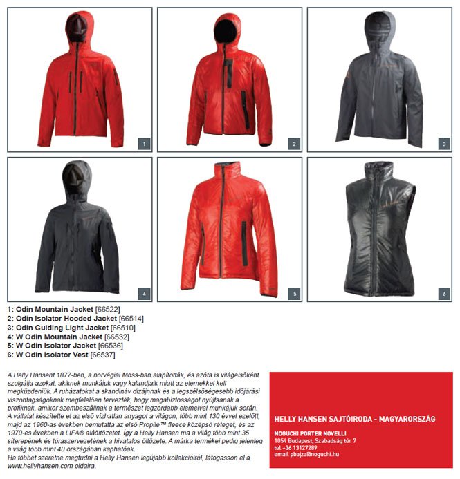 Odin kollekció Helly Hansen 2011 ősz - tél - Divathírek -  - 2011 ősz - tél, Helly Hansen, kollekció, Odin, 