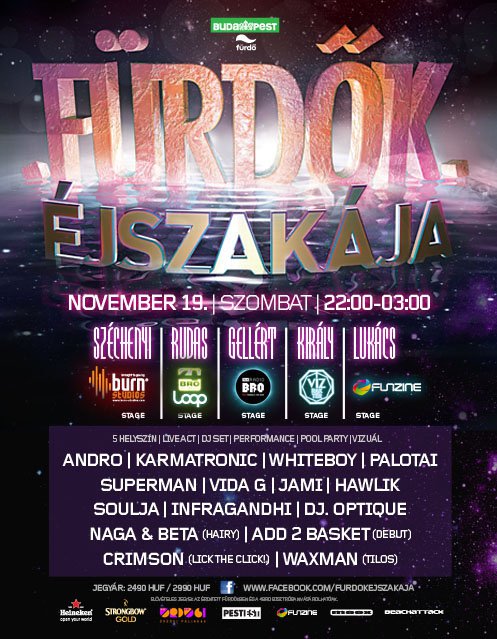 Fürdők Éjszakája: szombaton hajnalig lehet fürödni -  -  - Budapesti gyógyfürdők, buli, könnyű, programajánló, szórakozás, 